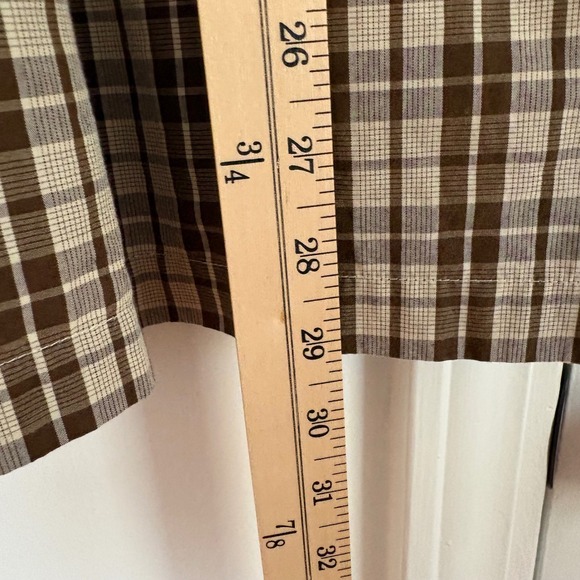 Tommy Hilfiger M 100% Cotton Plaid Short Sleeve Button Front Shirt Brown - Picture 3 of 8